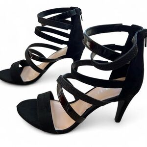 Kelly & Katie Black Suede Strappy Heels BRAND NEW